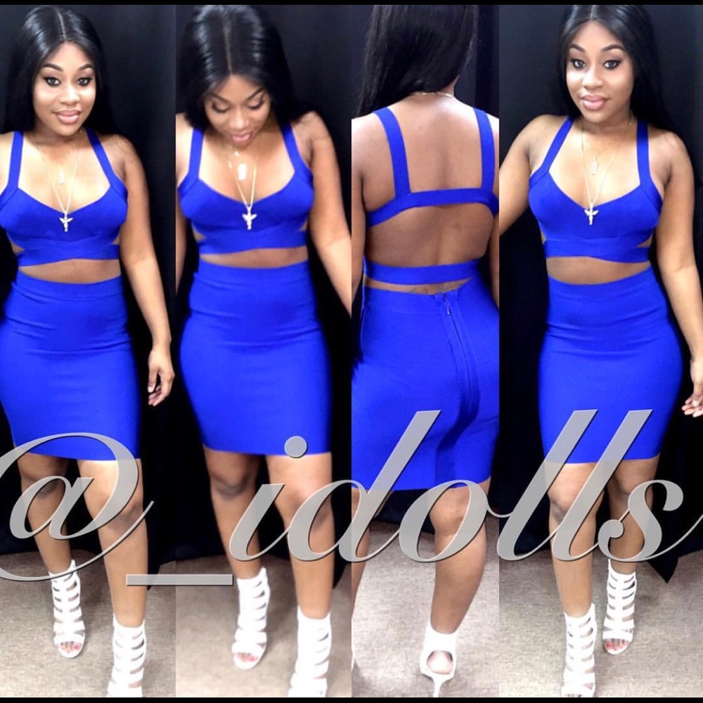 Blue Bandage Skirt Set